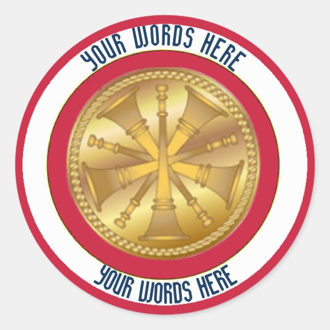 Feuerwehrmeister 5 Bugle Medallion Custom Sticker (Vorderseite)