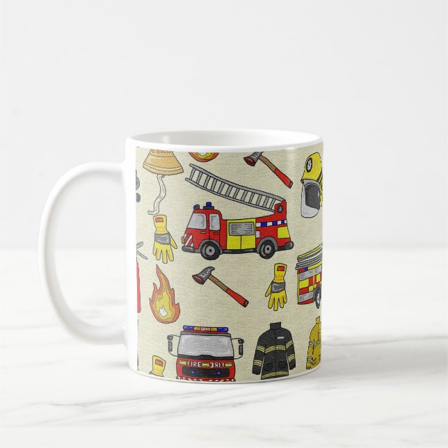 Feuerwehrmuster, Feuerwehrfahrzeug, Rettungsgetrie Kaffeetasse (Links)