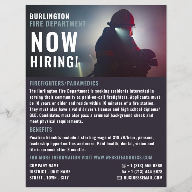 Feuerwehrportrait, Feuerwehrrekrutierung Flyer (Vorne)