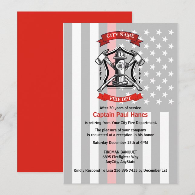 Feuerwehrruhestand Einladung (Vorne/Hinten)
