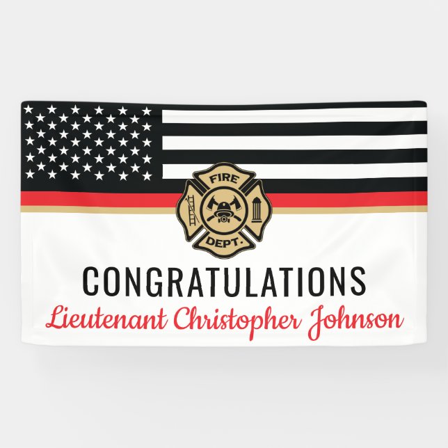 Feuerwehrruhestand Party Thin Red Line Feuerwehrma Banner (Horizontal)