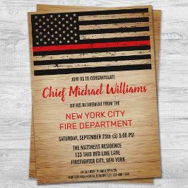 Feuerwehrruhestand Thin Red Line Feuerwehrmann Einladung