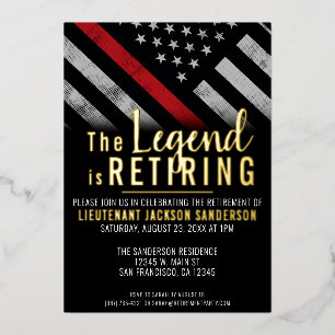 Feuerwehrruhestand Thin Red Line Flag Fireman Folieneinladung