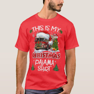Feuerwehrschiff Fire Truck Reiten Xmas Tree Lights T-Shirt