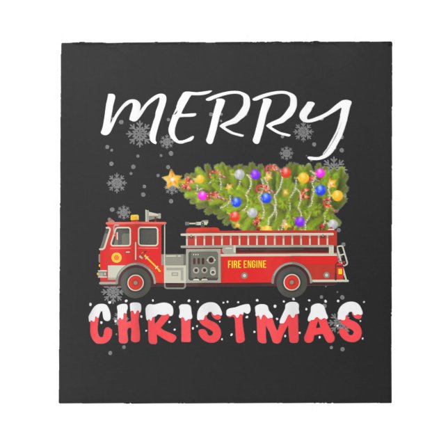 Feuerwehrschiff Weihnachtsfamilie für Feuerwehrleu Notizblock (Vorderseite)