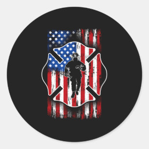 Feuerwehrschild Amerikanische Flagge Patriotische  Runder Aufkleber