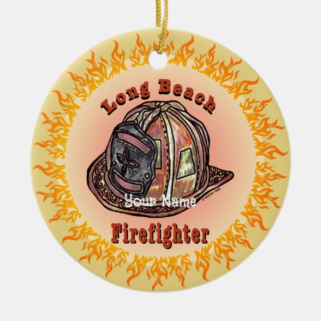 Feuerwehrschmuck von Long Beach Keramik Ornament (Vorne)