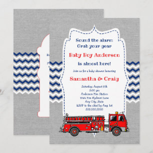 Feuerwehrwagen Baby-Dusche einladen, Zimmer auf de Einladung