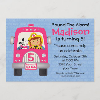 Feuerwehrwagen Geburtstagskind Einladung