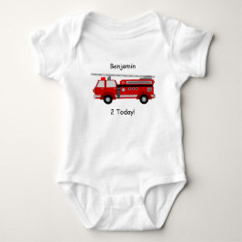 Feuerwehrwagen Kinderweste "2 Today" mit Name Baby Strampler