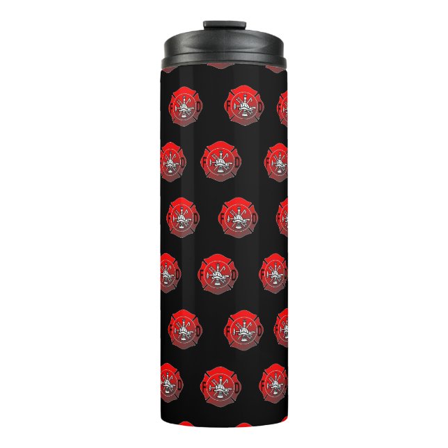 Feuerwehrwasserflasche mit maltesischen Kreuzungen Thermosbecher (Vorderseite)