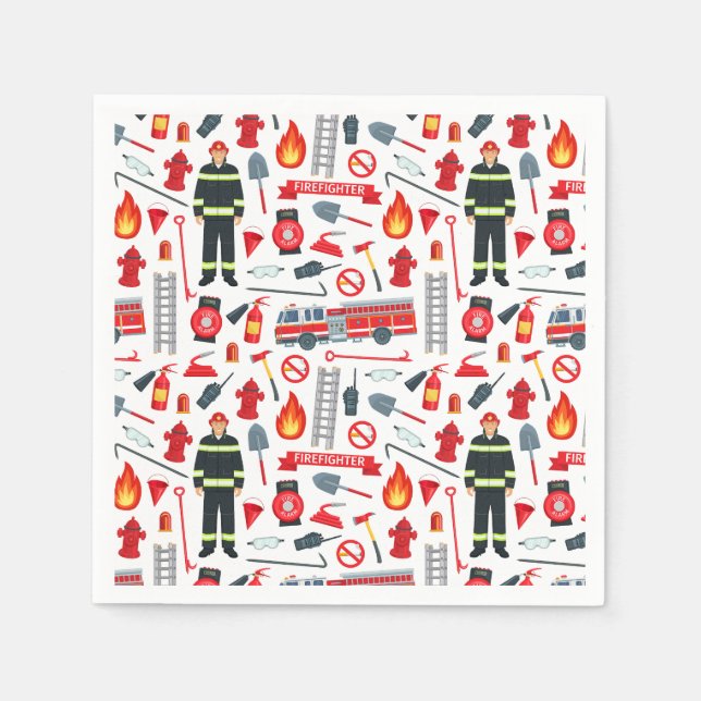 Feuerwehrwerkzeuge Serviette (Vorderseite)
