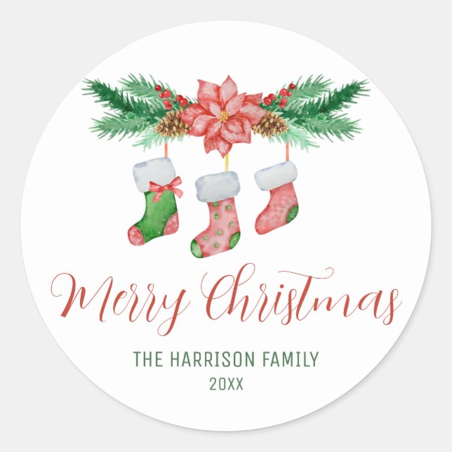 Feuerwehrzweige mit Weihnachtssocken Runder Aufkleber (Vorderseite)