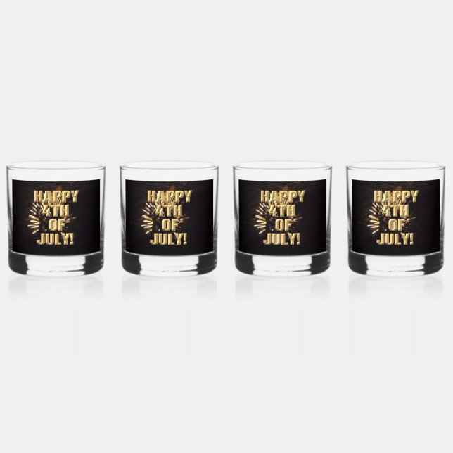 Feuerwerk 10 4. Juli Felsbrille Set von 4 Whiskyglas (Vorderseite)