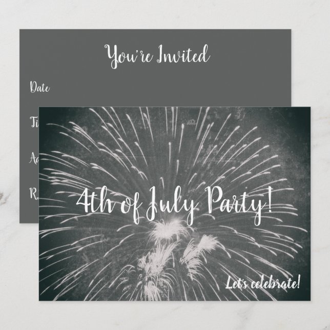 Feuerwerk 4. Juli Einladung (Vorne/Hinten)