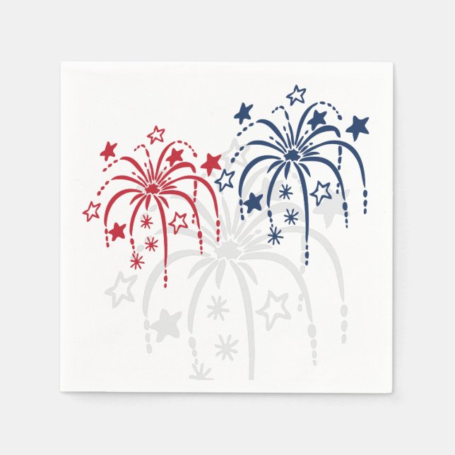 Feuerwerk 4. Juli Paper Napkin Set Serviette (Vorderseite)