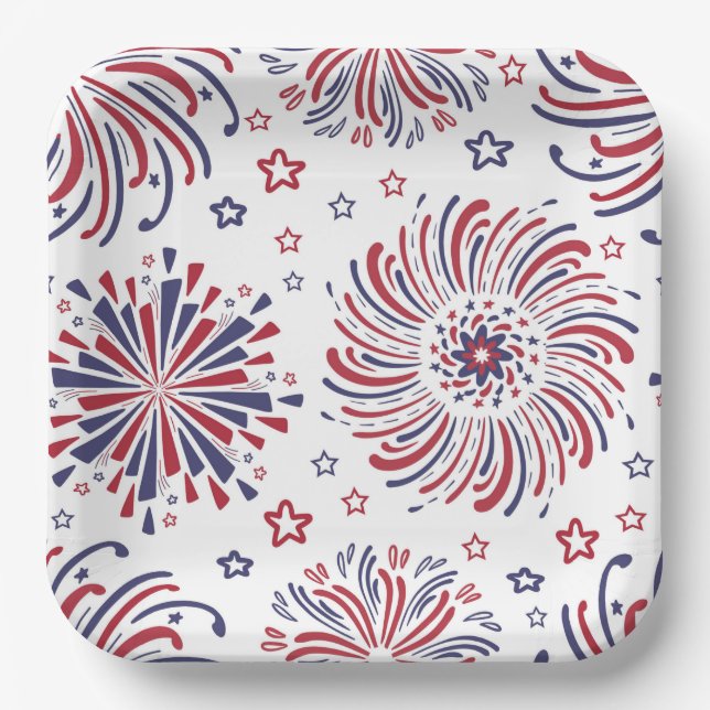 Feuerwerk 4. Juli Papierplatte Pappteller (Vorderseite)