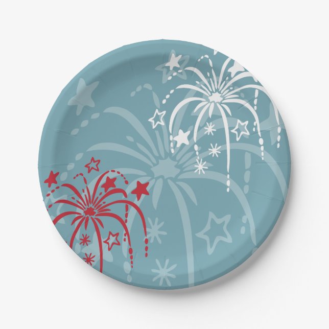 Feuerwerk 4. Juli Party Papierplatte Pappteller (Vorderseite)