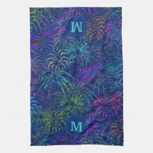 Feuerwerk 4. Juli Sommermuster MIT MONOGRAMM Handtuch