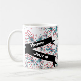 Feuerwerk 4. Juli Stars Doodles Banner Kaffeetasse