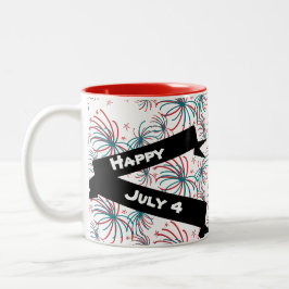 Feuerwerk 4. Juli Stars Doodles Banner Zweifarbige Tasse