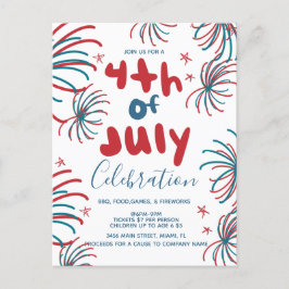 Feuerwerk 4. Juli Stars GRILLEN Flyer Einladung Postkarte