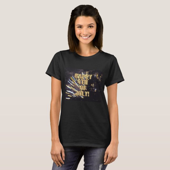 Feuerwerk 6 4. Juli Frauen schwarzes Shirt (Vorne ganz)