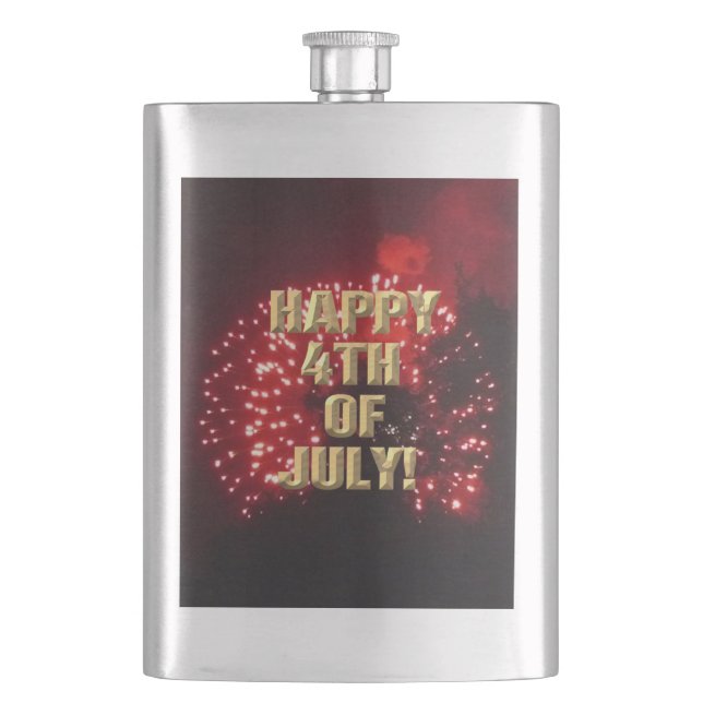 Feuerwerk 7 4. Juli Edelstahlkolben Flachmann (Vorderseite)