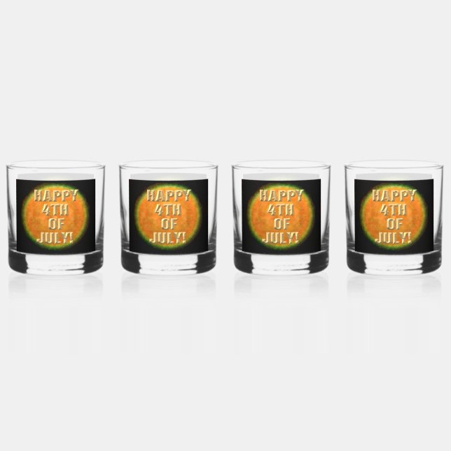 Feuerwerk 9 4. Juli Felsen Brille Set von 4 Whiskyglas (Vorderseite)