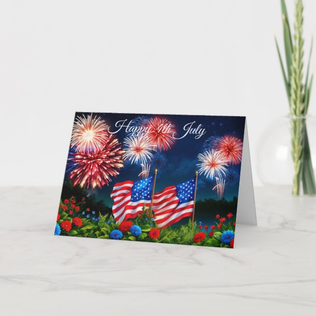 Feuerwerk am 4. Juli Karte (Vorderseite)