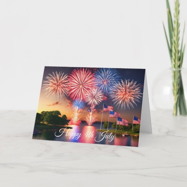 Feuerwerk am 4. Juli Karte (Vorderseite)