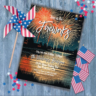 Feuerwerk am See Party Einladung