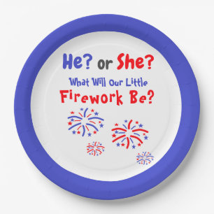 Feuerwerk American Gender Reveal Paper Plate Pappteller