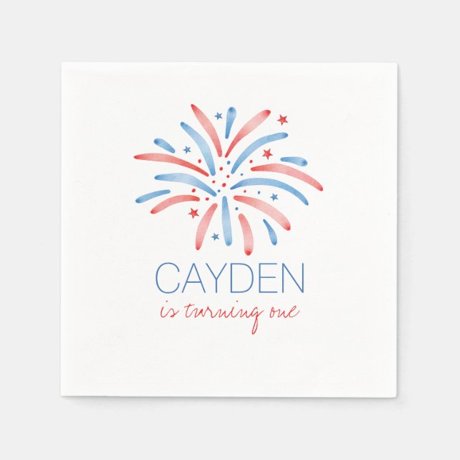 Feuerwerk Amerikanische Unabhängigkeitstag Geburts Serviette (Vorderseite)