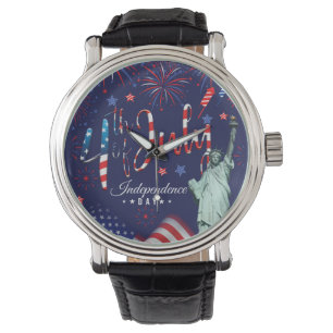 Feuerwerk Amerikanische Unabhängigkeitstag mit der Armbanduhr