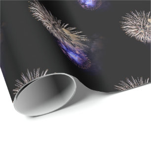Feuerwerk-Anzeige in schwarzem Himmel Geschenkpapier