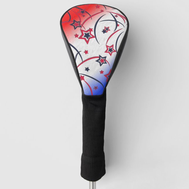 Feuerwerk auf Rot Weiß Blau Golf Headcover (Vorderseite)