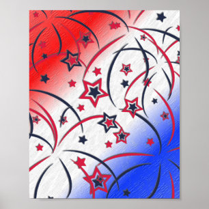 Feuerwerk auf Rot Weiß Blau Poster