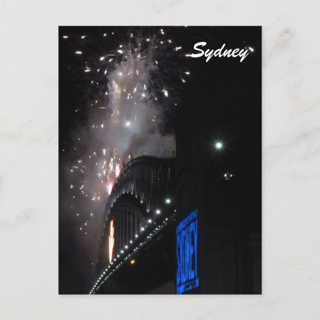 Feuerwerk der Sydney-Brücke Feiertagspostkarte (Vorderseite)