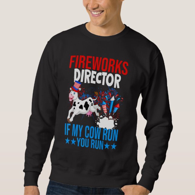 Feuerwerk Direktor Happy 4. Juli American Flag Sweatshirt (Vorderseite)