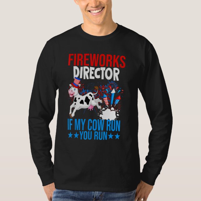 Feuerwerk Direktor Happy 4. Juli American Flag T-Shirt (Vorderseite)