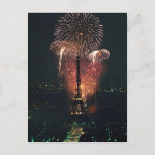 Feuerwerk, Eiffelturm, Paris, Frankreich Postkarte