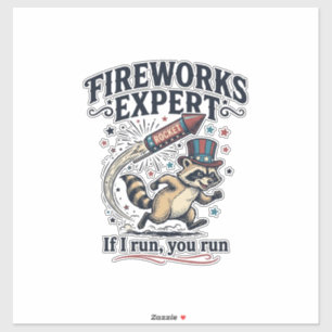 Feuerwerk Experte Waschbär Vintage 4. Juli Sch Aufkleber