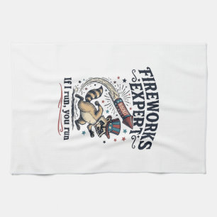 Feuerwerk Experte Waschbär Vintage 4. Juli Sch Geschirrtuch
