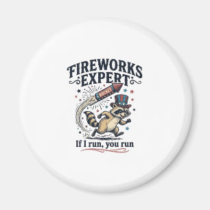 Feuerwerk Experte Waschbär Vintage 4. Juli Sch Magnet