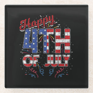 Feuerwerk Frohes 4. Juli US-Flagge Amerikanisch 4. Glasuntersetzer