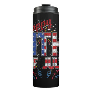 Feuerwerk Frohes 4. Juli US-Flagge Amerikanisch 4. Thermosbecher