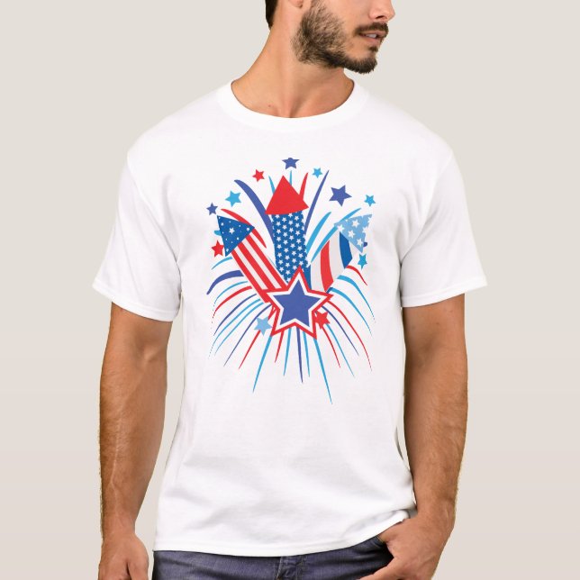 Feuerwerk für Männer des 4. Juli T-Shirt (Vorderseite)