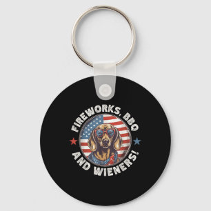 Feuerwerk Grillen & amp; Dackeln Funny Weiner Dog  Schlüsselanhänger