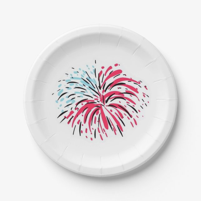 Feuerwerk Klassik Pappteller (Vorderseite)